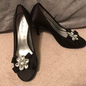 Kelly and Katie black crystal heels